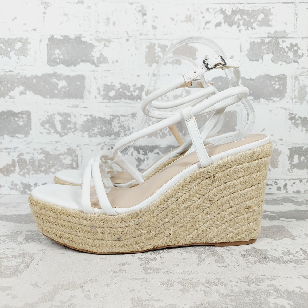 NEW BP White Cohan Espadrille Wedge Strappy Sandals A891